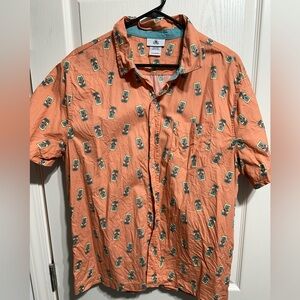 Disney Parks Main Street Trash Cans Large Woven Button Shirt
